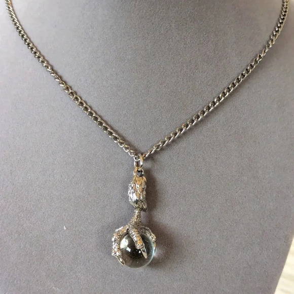 Crystal Ball Talons/Claw Necklace- Claw Pendant- Clear Ball- Dragon- Eagle- Goth - Picture 1 of 7